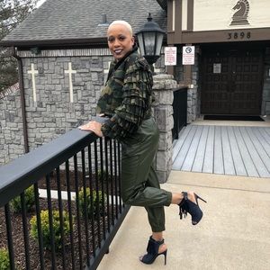 Tan leather like joggers